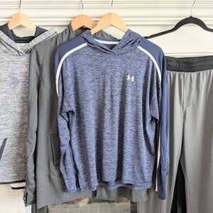 Under Armour HeatGear Athletic Hoodie Women’s Large Blue Training Running Top